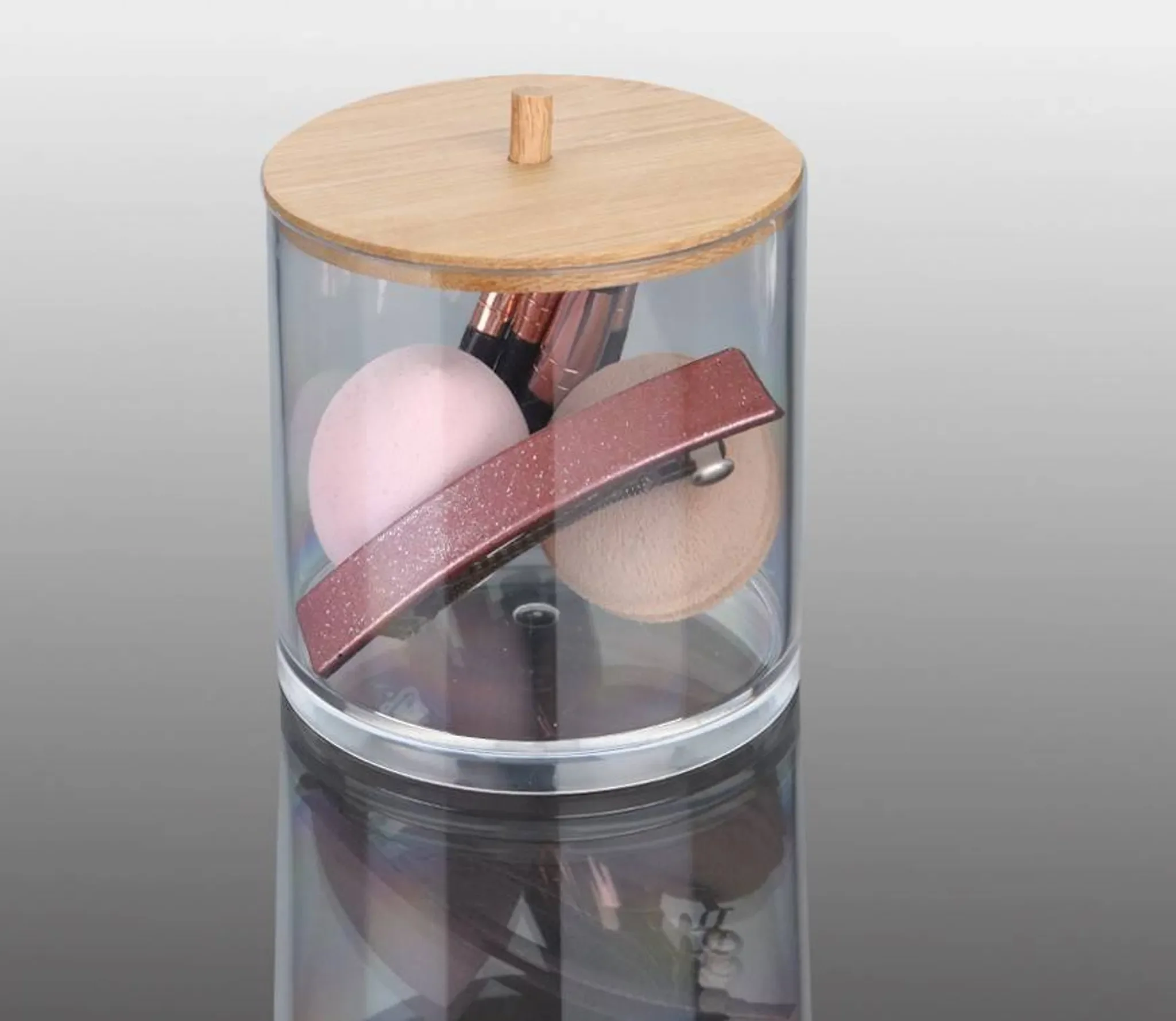 Aufbewahrungsbox für Make-up & Wattepads – mit Bambusdeckel
